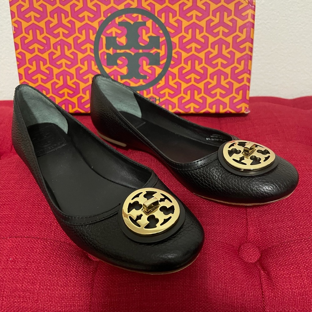 Tory Burch Selma Ballet flats, tumbled leather/veg leather, worn twice.